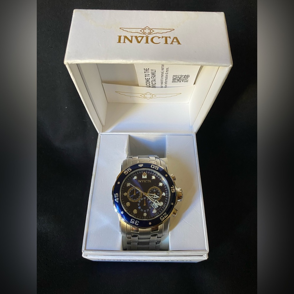Invicta Chronograph with Silver and Blue Accents